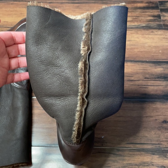 Stewart weitzman brown wedge faux fur boots - Picture 9 of 12